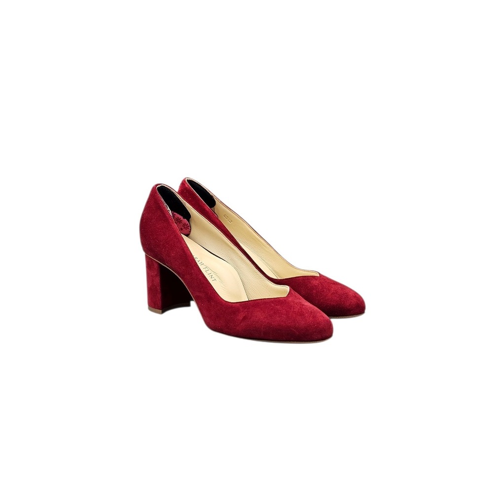 Sarah Flint Womens Size 39.5 / 9 US EUC Perfect Round Toe Pumps Red Velvet Heels